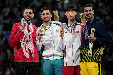 Men's 68kg Taekwondo: Jordan's Zaid Kareem (Silver), Uzbekistan's Ulugbek Rashitov (Gold), China's Liang Yushuai (Bronze) and Brazil's Edival Pontes (Bronze)